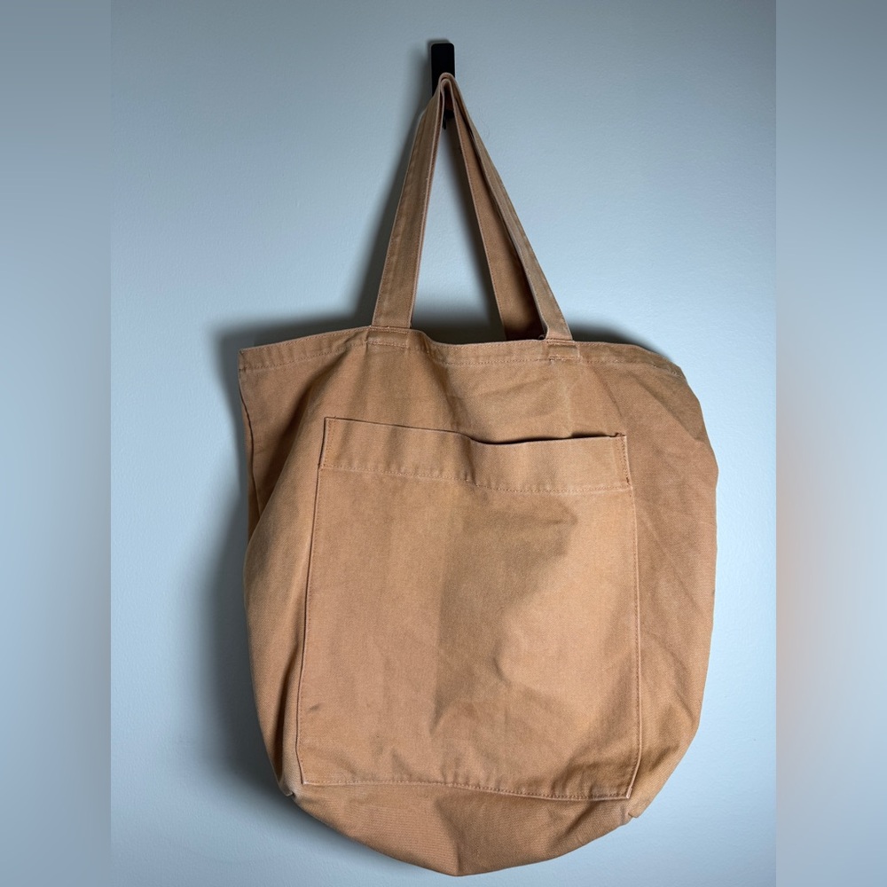 Baggu Duck Bag Giant Pocket Tote Washed Adobe Shopper Canvas Carryall Book Bag - Picture 3 of 9